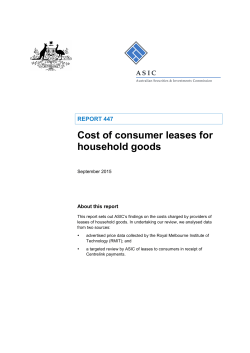 REP 447 Cost of consumer leases for household goods