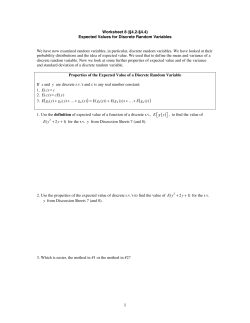 Worksheet 8 (§4.2-§4.4) Expected Values for