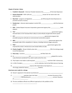 Chapter 22 Section 1 Notes Franklin D. Roosevelt &ndash; American