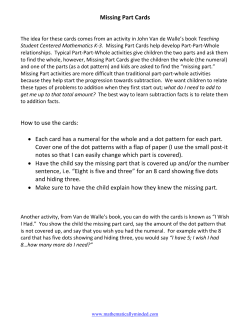 Missing Part Cards How to use the cards: &bull; Each card has a numeral