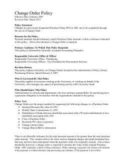Change Order Policy - Columbia University Administrative Policy