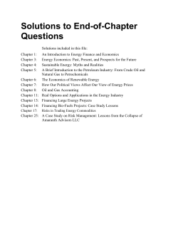 Chapter 1: An Introduction to Energy Finance and Economics