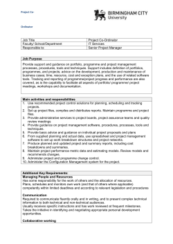 Project Co-Ordinator - Jobs at Birmingham City University