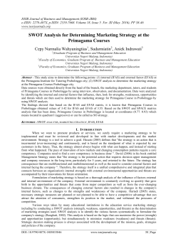 SWOT Analysis for Determining Marketing Strategy