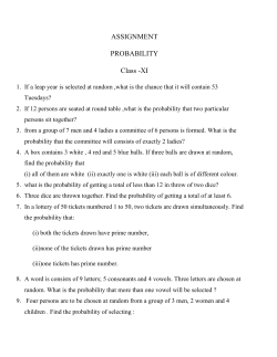 ASSIGNMENT PROBABILITY Class -XI