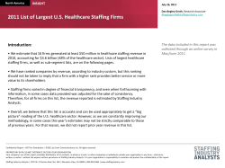 2011 List of Largest US Healthcare Staffing Firms