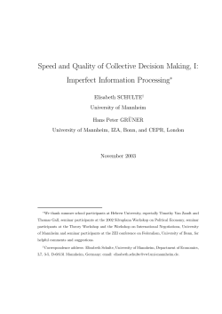 Speed and Quality of Collective Decision Making, I: Imperfect
