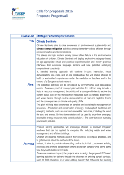 Calls for proposals 2016 Proposte Progettuali ERASMUS+ Strategic
