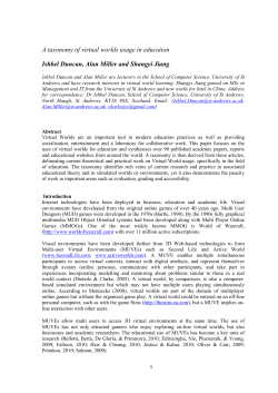 A taxonomy of virtual worlds usage in education Ishbel Duncan