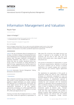 Information Management and Valuation