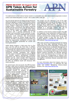 APN Takes Action for Sustainable Forestry