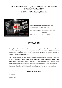 Invitation VIII International Ricardas Tamulis Junior Boxing