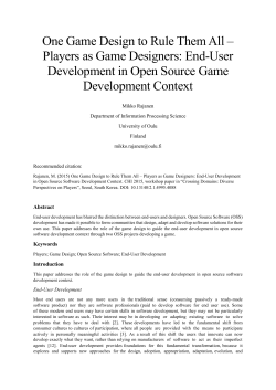 One Game Design to Rule Them All &ndash; Players as Game Designers