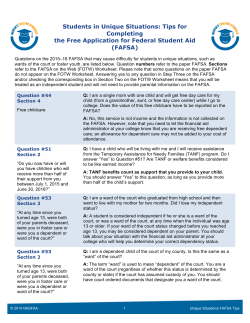 FAFSA: Students in Unique Situations