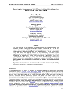 Exploring the Dimensions of Self-Efficacy in Virtual World Learning