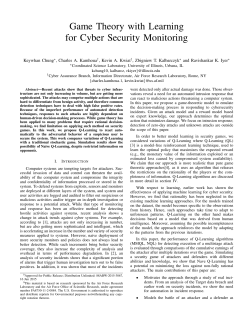 Game Theory with Learning for Cyber Security Monitoring