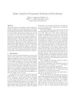 Online Analysis of Community Evolution in Data