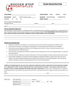 team registration - Soccer Stop Sportsplex