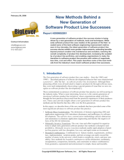 New Methods Behind a New Generation of Software Product Line