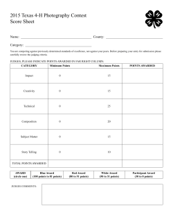 2015 Texas 4-H Photography Contest Score Sheet