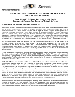 see virtual worlds&trade; purchases virtual property from mindark for 6