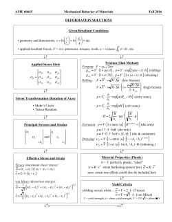 AME 60645 Mechanical Behavior of Materials Fall 2016