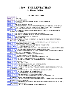 1660 THE LEVIATHAN by Thomas Hobbes TABLE OF CONTENTS