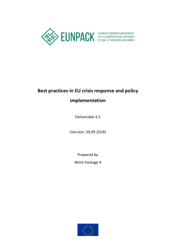 Best practices in EU crisis response and policy