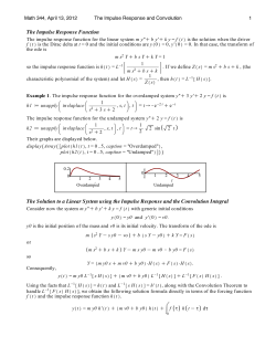 The Impulse Response Function The Solution to a Linear