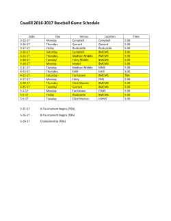 Caudill 2016-2017 Baseball Game Schedule