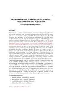 6th Australia-China Workshop on Optimization: Theory, Methods