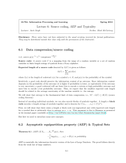 Lecture 6: Source coding, AEP and Typicality 6.1 Data compression