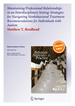 Maintaining Professional Relationships in an Interdisciplinary Setting