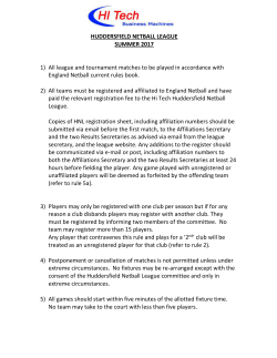HUDDERSFIELD INVITATION NETBALL LEAGUE