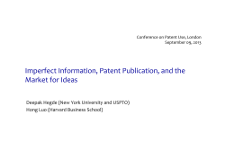 Imperfect Information, Patent Publication, and the Market for Ideas