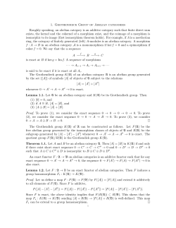 1. Grothendieck Group of Abelian categories Roughly speaking, an