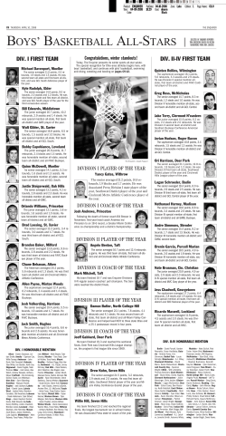 div. i first team div. ii-iv first team
