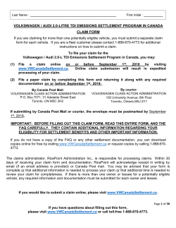 paper claim form - VW Canada Settlement