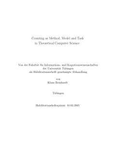 Counting as Method, Model and Task in Theoretical Computer