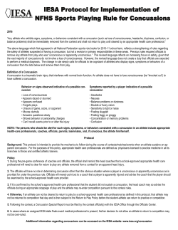 2016 &ldquo;Any athlete who exhibits signs, symptoms, or behaviors