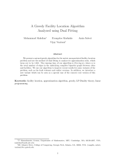 A Greedy Facility Location Algorithm Analyzed using Dual Fitting