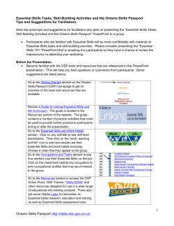 Essential Skills Tasks, Skill-Building Activities and the
