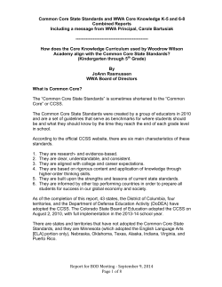 Common Core State Standards and WWA Core Knowledge K