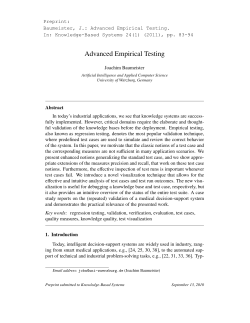 Advanced Empirical Testing - Lehrstuhl f&uuml;r Informatik VI, Uni W&uuml;rzburg