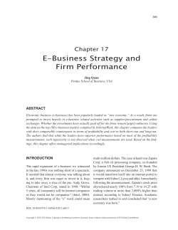 E-Business Strategy and Firm Performance