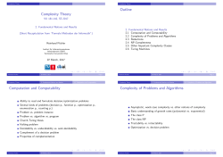 Complexity Theory Outline Computation and