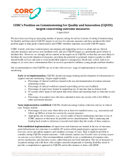 CORC`s Position on Commissioning for Quality and Innovation