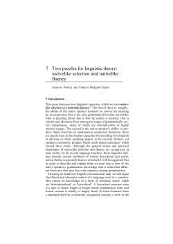 7 Two puzzles for linguistic theory: nativelike selection and