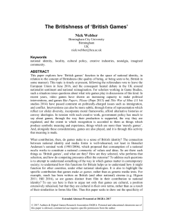 The Britishness of `British Games`