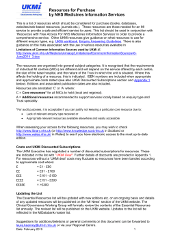 Essential Information Resources for Medicines Information Services